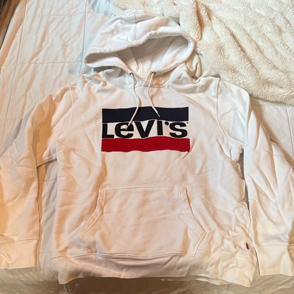 Levi's White Hoodie with Red and Blue Logo